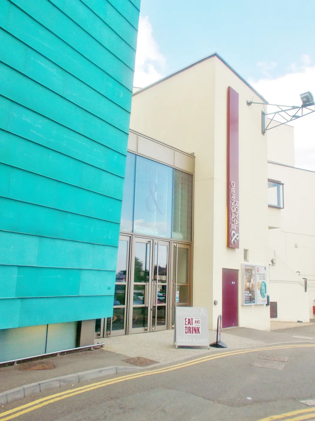 The Royal & Derngate entrance on Guildhall Road, where the panto plays in the Derngate auditorium
